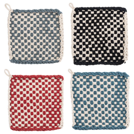 Cotton Crochet Check Pot Holder - Checkered
