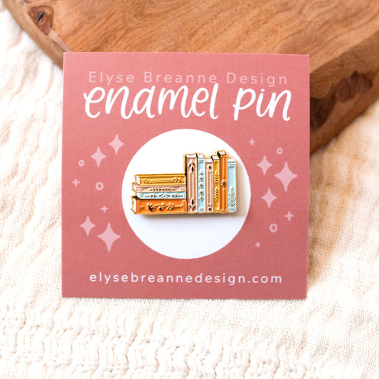 Stack of Books Enamel Pin 1x1in.