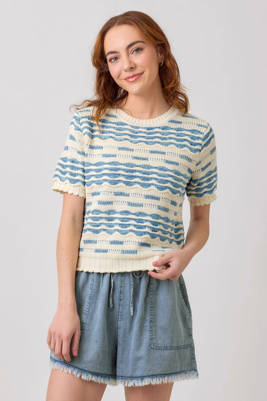 Scallop Pullover Sweater Top