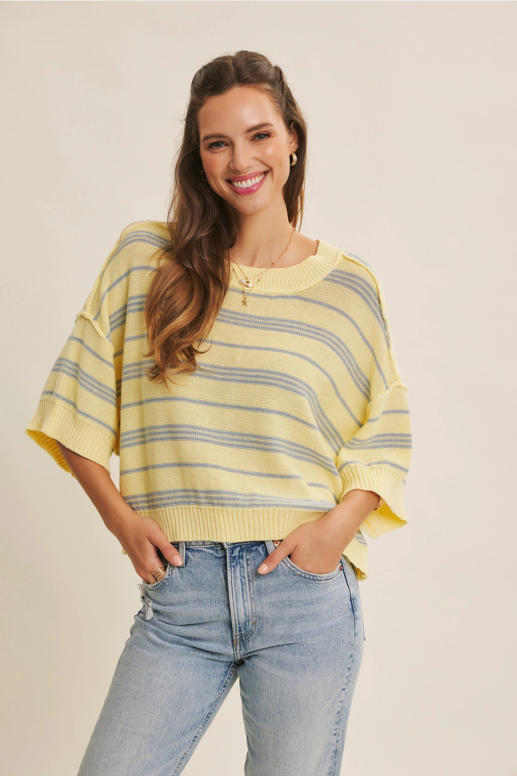 Essence of Weekends Boxy Stripe Sweater