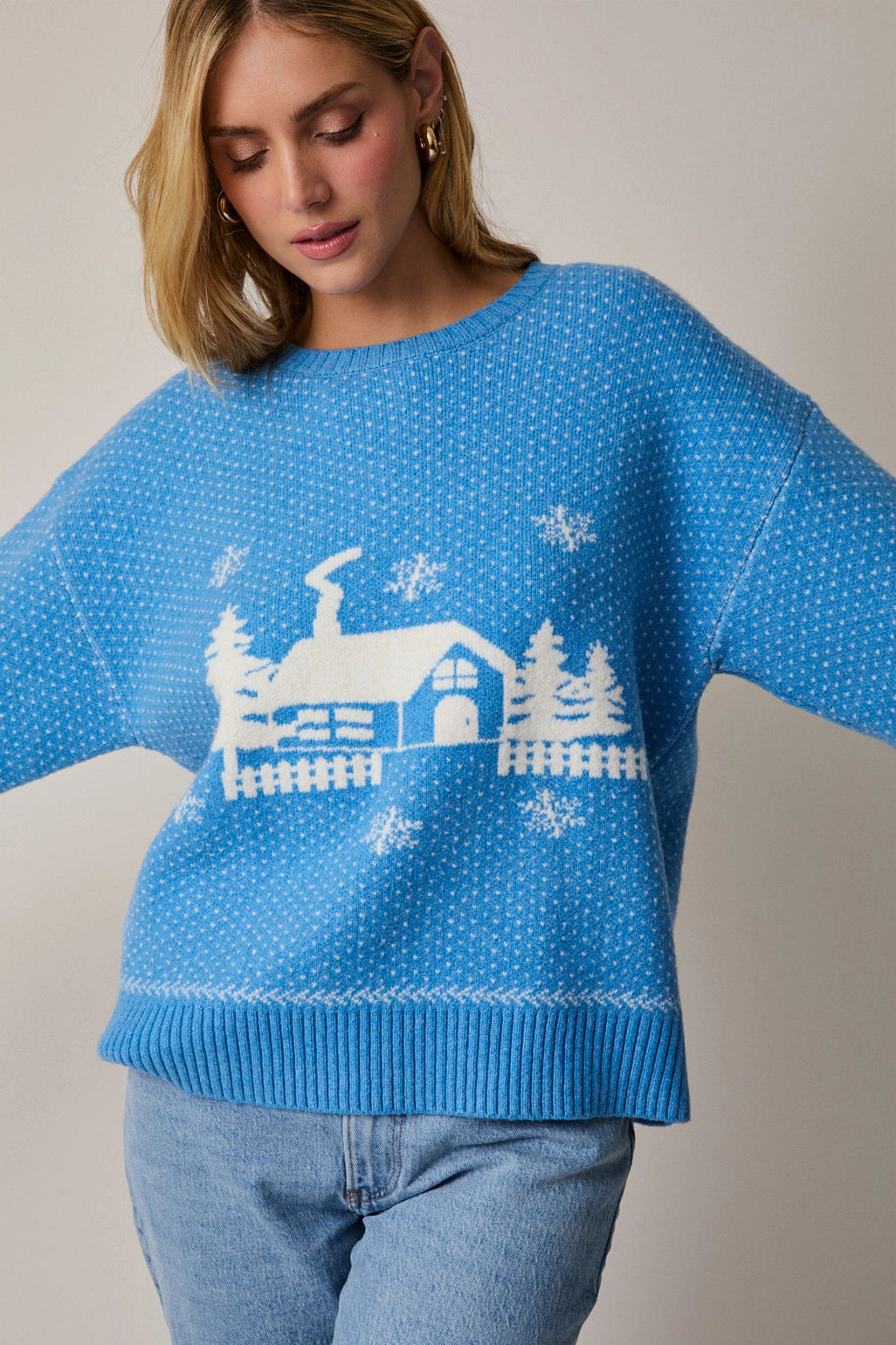 Crew Neck Graphic Sweater