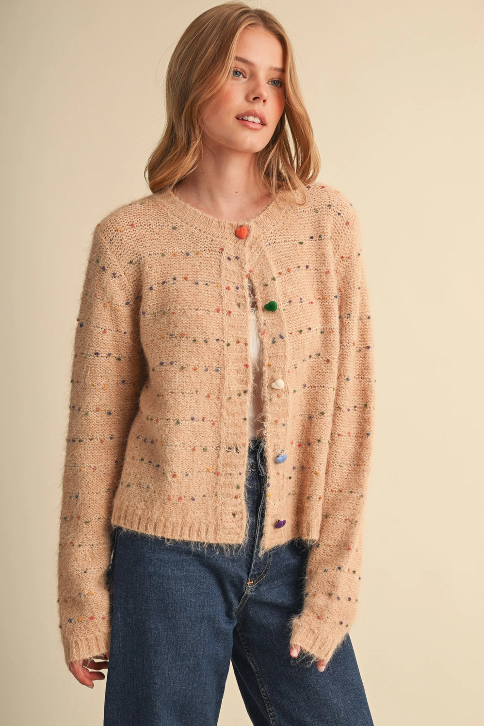 Speckled Knit Sweater Cardigan
