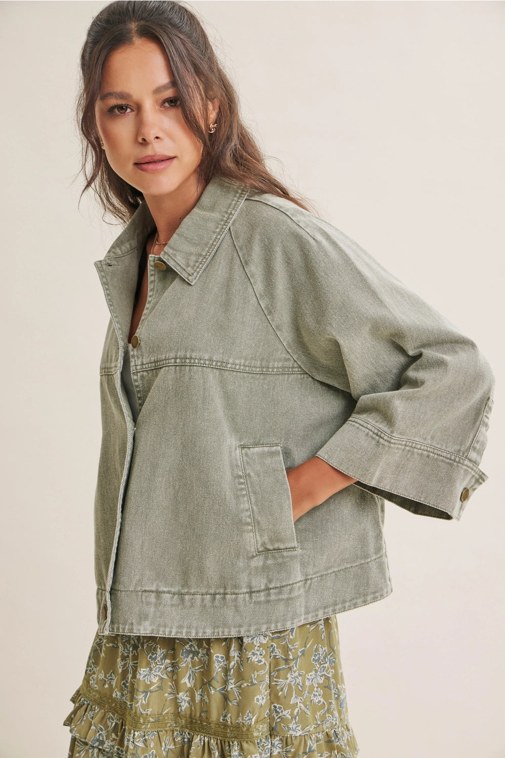 Mineral-Washed Cotton Twill Utility Jacket