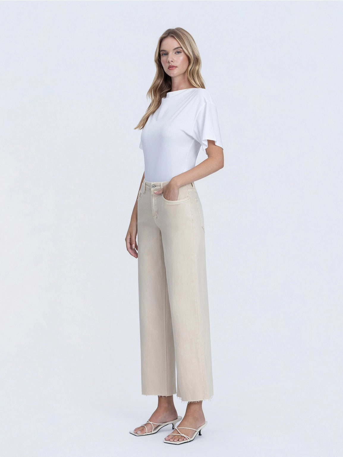 High Rise Crop Wide Leg Jeans
