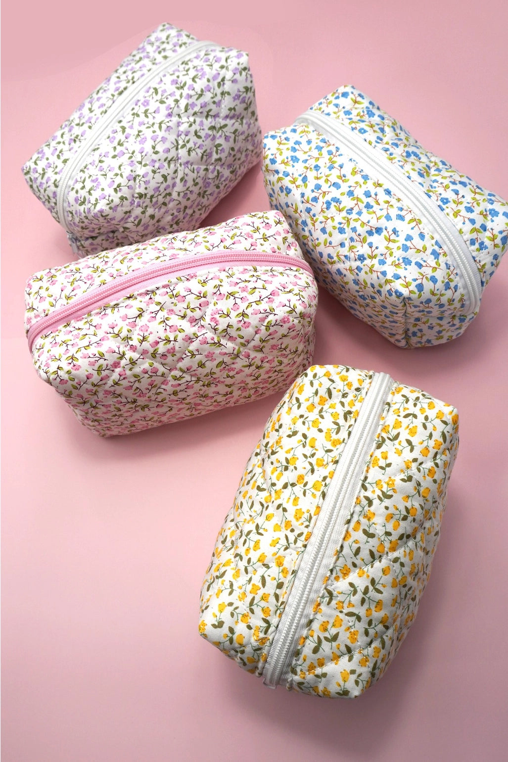Ditsy Quilted Cotton Floral Cosmetic Pouch