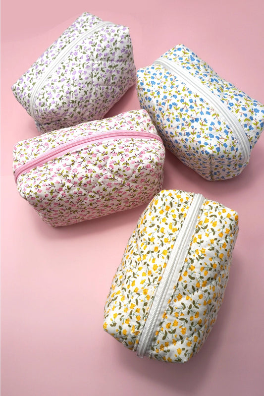 Ditsy Quilted Cotton Floral Cosmetic Pouch