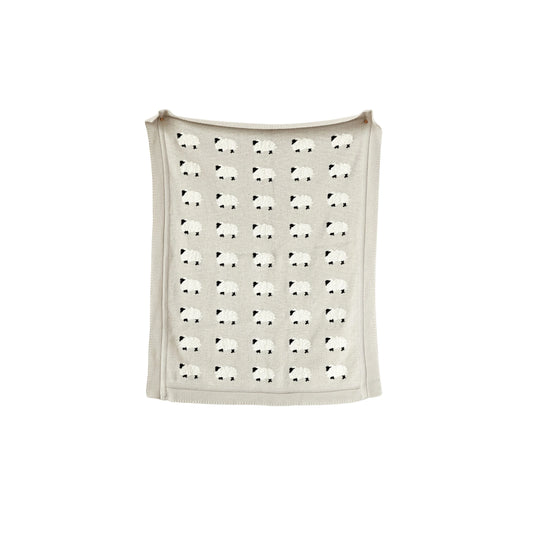 Knit Baby Blanket with Sheep