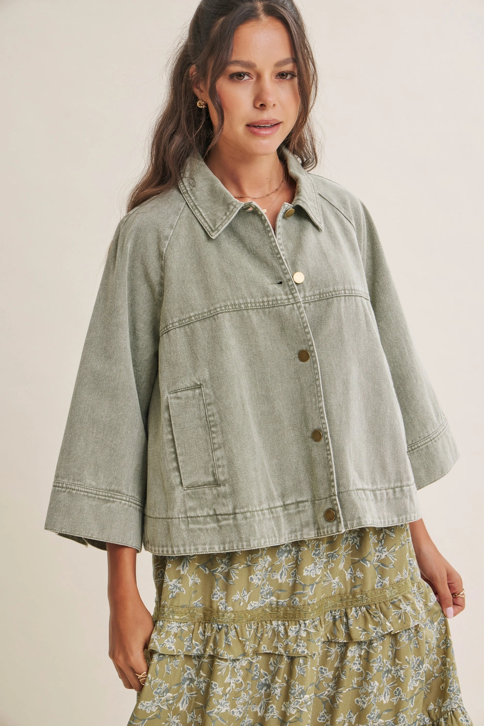 Mineral-Washed Cotton Twill Utility Jacket