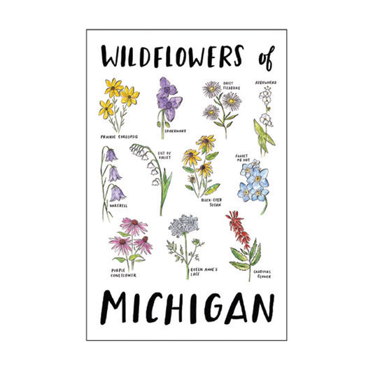 Michigan Wildflowers Linen Postcard