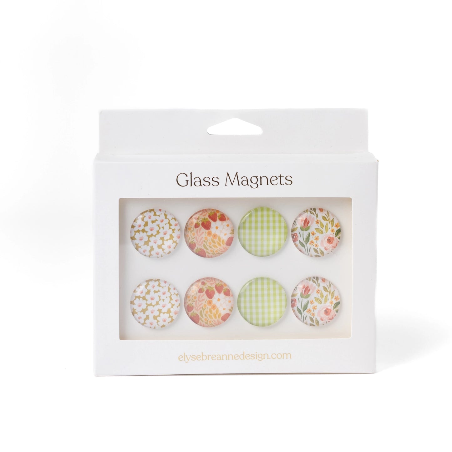 Glass Magnets, Box Set of 8 Floral Magnets