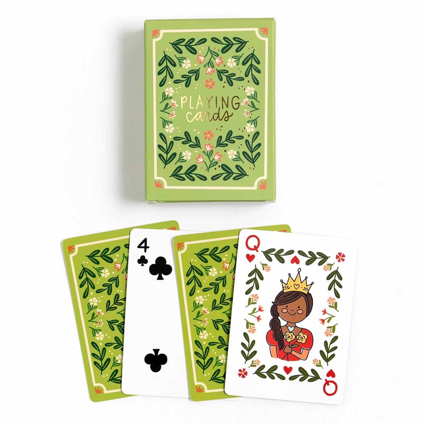 Green Floral Deck of Playing Cards