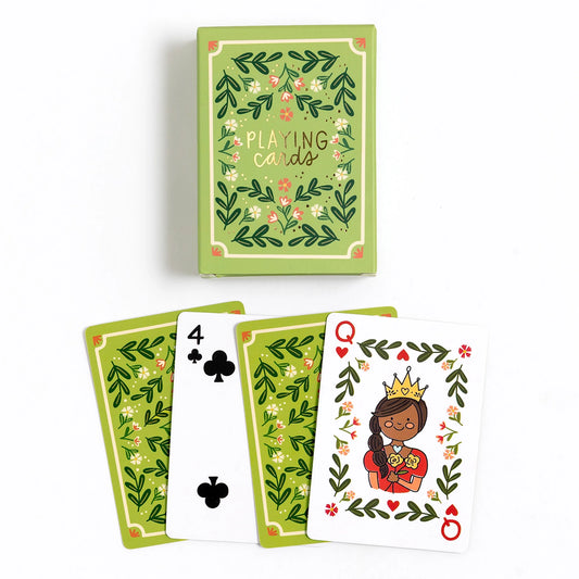 Green Floral Deck of Playing Cards