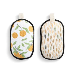 Citrus Orange Absorbent Reversible Sponges Set of 2
