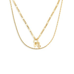 Heart + Cross Gold Charm Layered Necklace