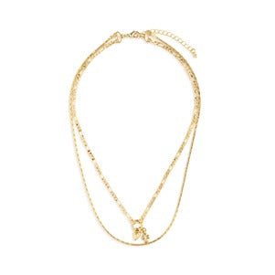 Heart + Cross Gold Charm Layered Necklace