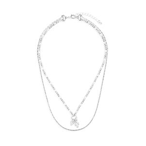 Heart + Cross Silver Charm Layered Necklace