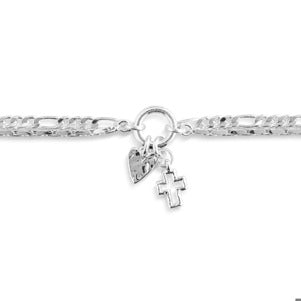 Heart + Cross Silver Charm Layered Bracelet