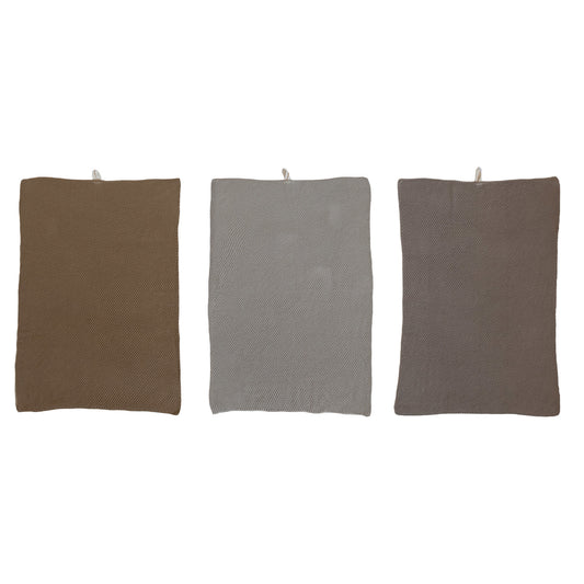 Cotton Knit Tea Towels, 3 Colors