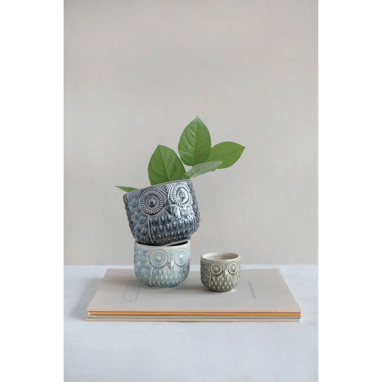 Decorative Stoneware Owl Container