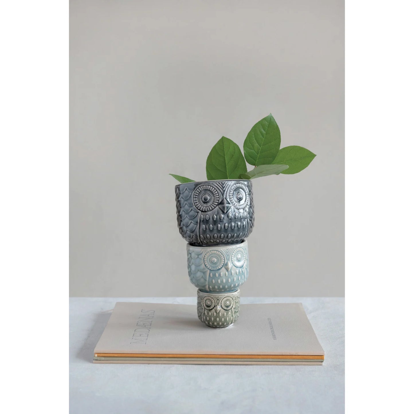 Decorative Stoneware Owl Container