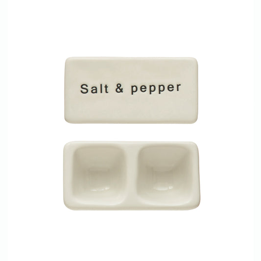 Stoneware Pinch Pot with Lid "Salt and Pepper"