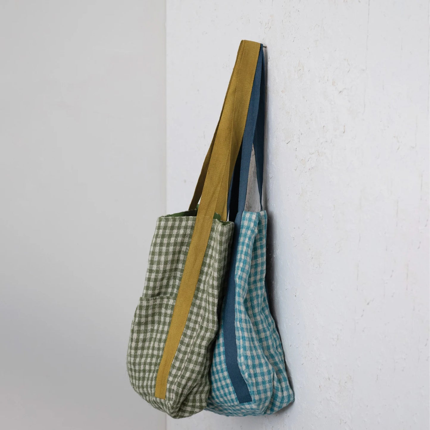 Woven Linen & Cotton Tote Bag w/ Pocket