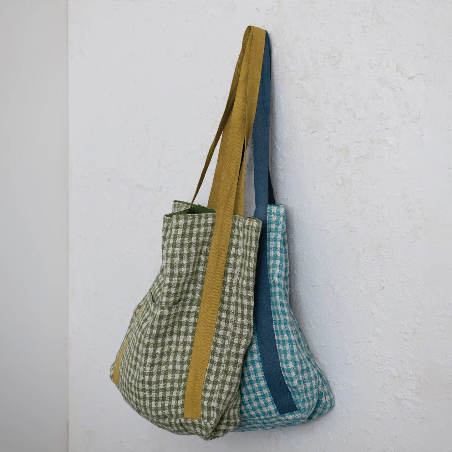 Woven Linen & Cotton Tote Bag w/ Pocket