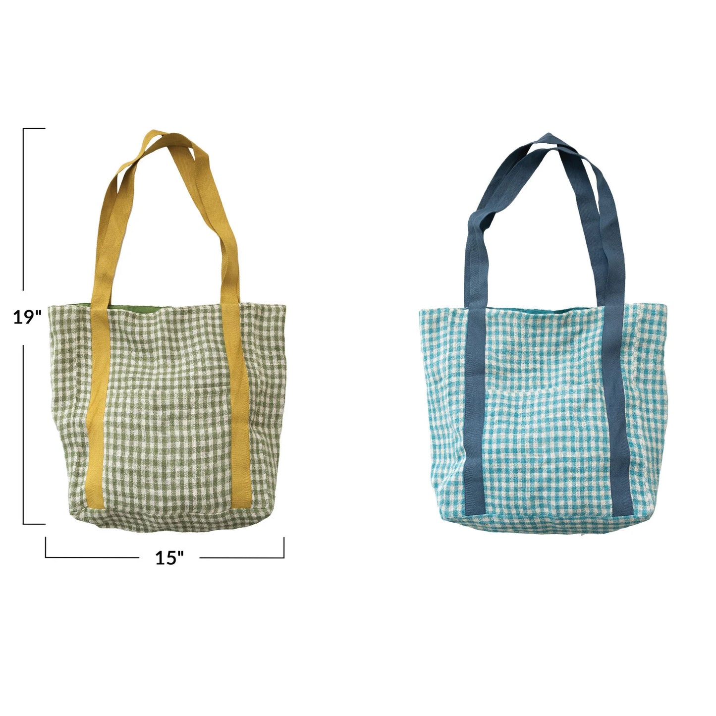 Woven Linen & Cotton Tote Bag w/ Pocket