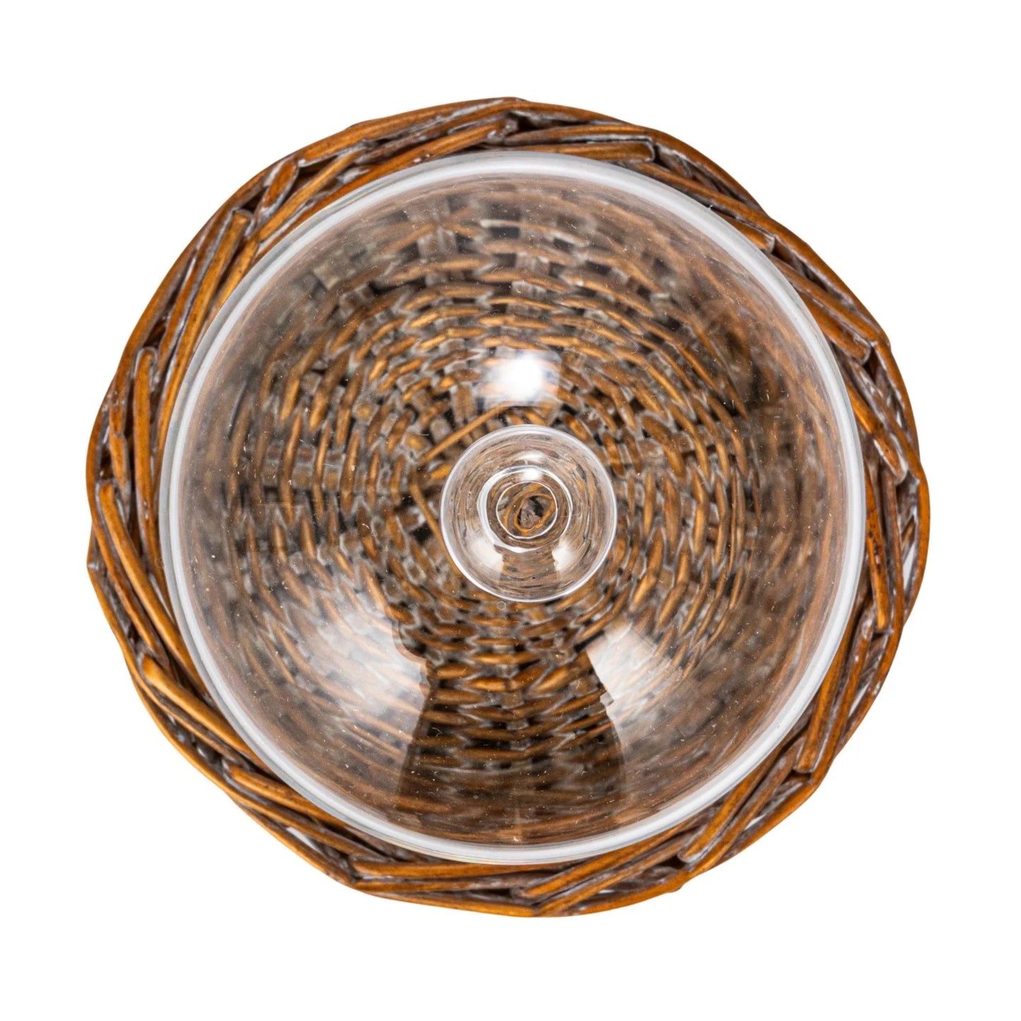 Decorative Glass Cloche w/ Woven Willow Base