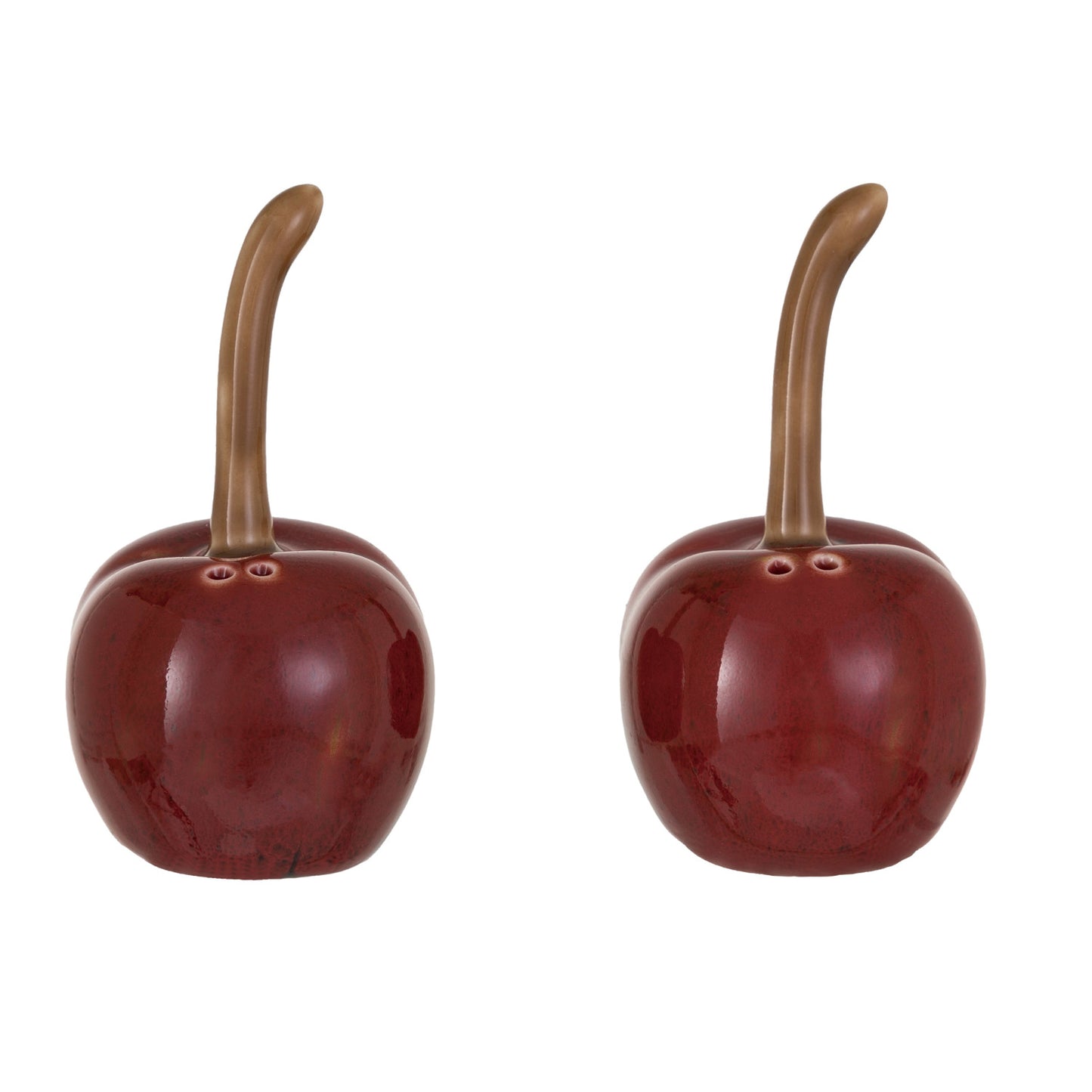 Stoneware Cherry Shaped Salt & Pepper Shakers