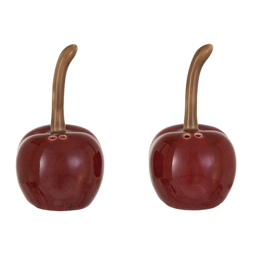 Stoneware Cherry Shaped Salt & Pepper Shakers