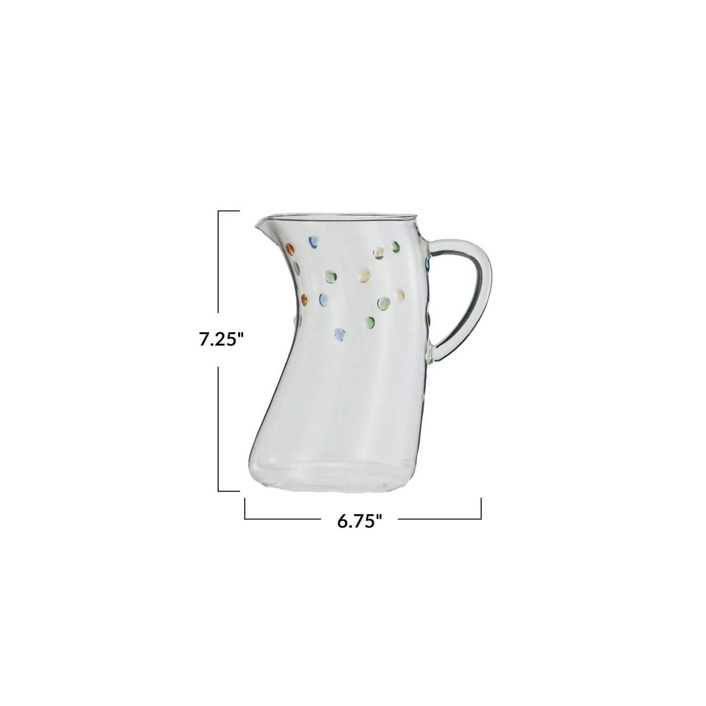 42 oz. Handmade Glass Organic Shaped Pitcher w/ Raised Dots