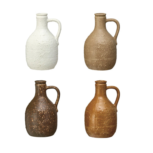 Decorative Stoneware Jug w/ Handle