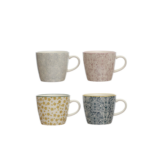 10 oz. Hand-Stamped Stoneware Mug w/ Pattern
