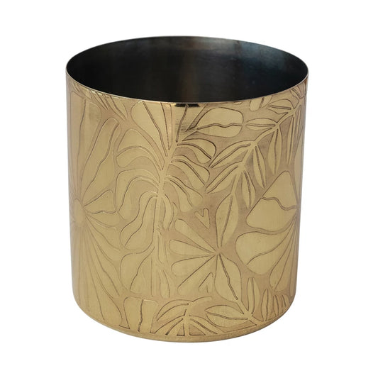 Stainless Steel Container/Cup with Etched Flowers