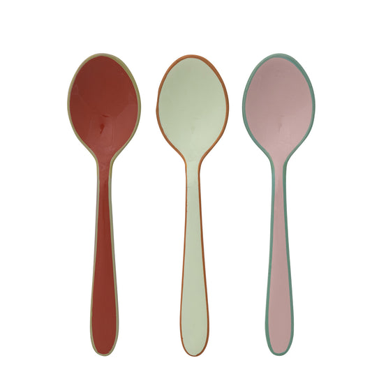 Enameled Stainless Steel Spoons With Colored Edge