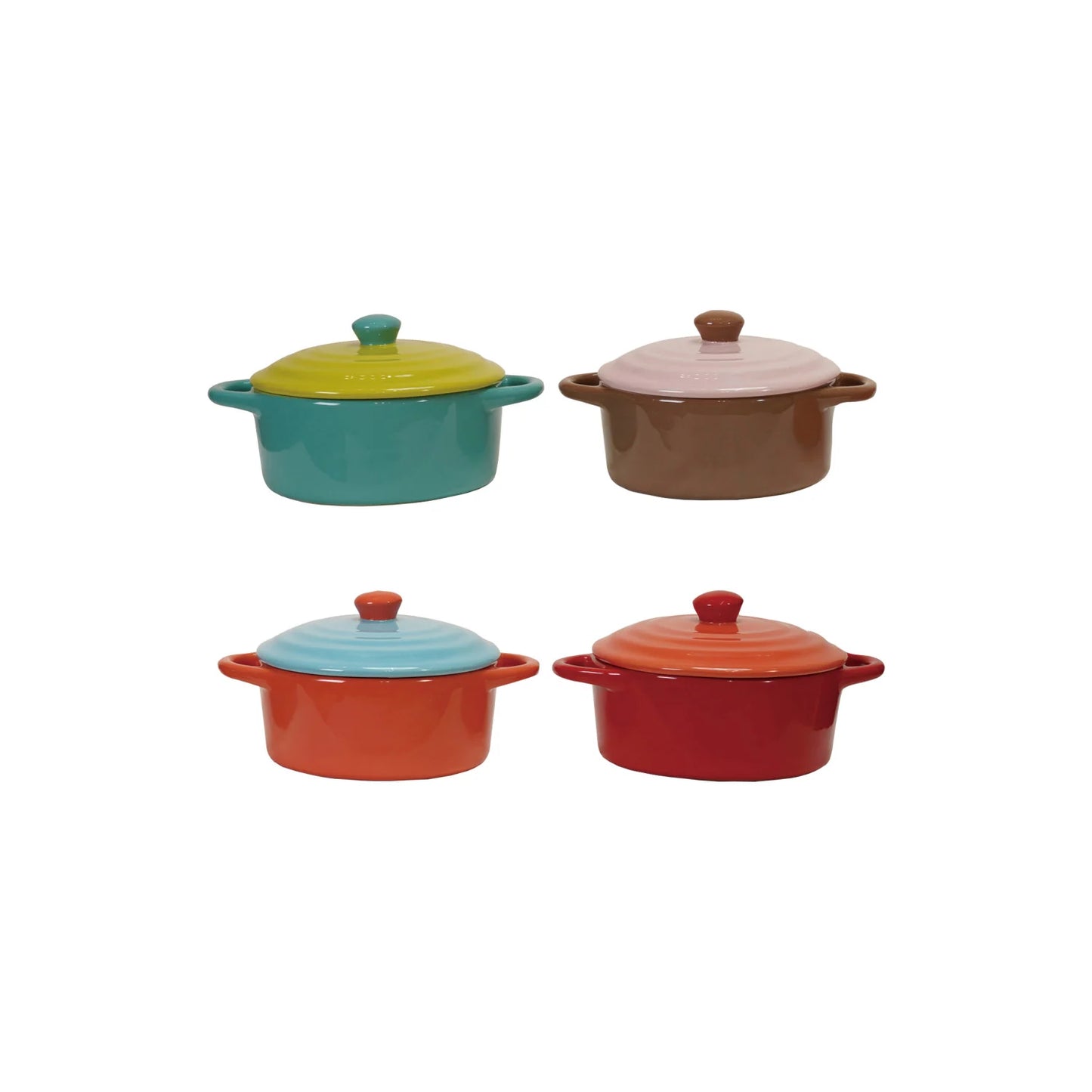 1-1/3 Cup Stoneware Two-Tone Baker with Lid