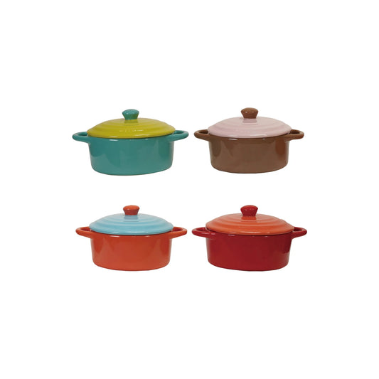 1-1/3 Cup Stoneware Two-Tone Baker with Lid