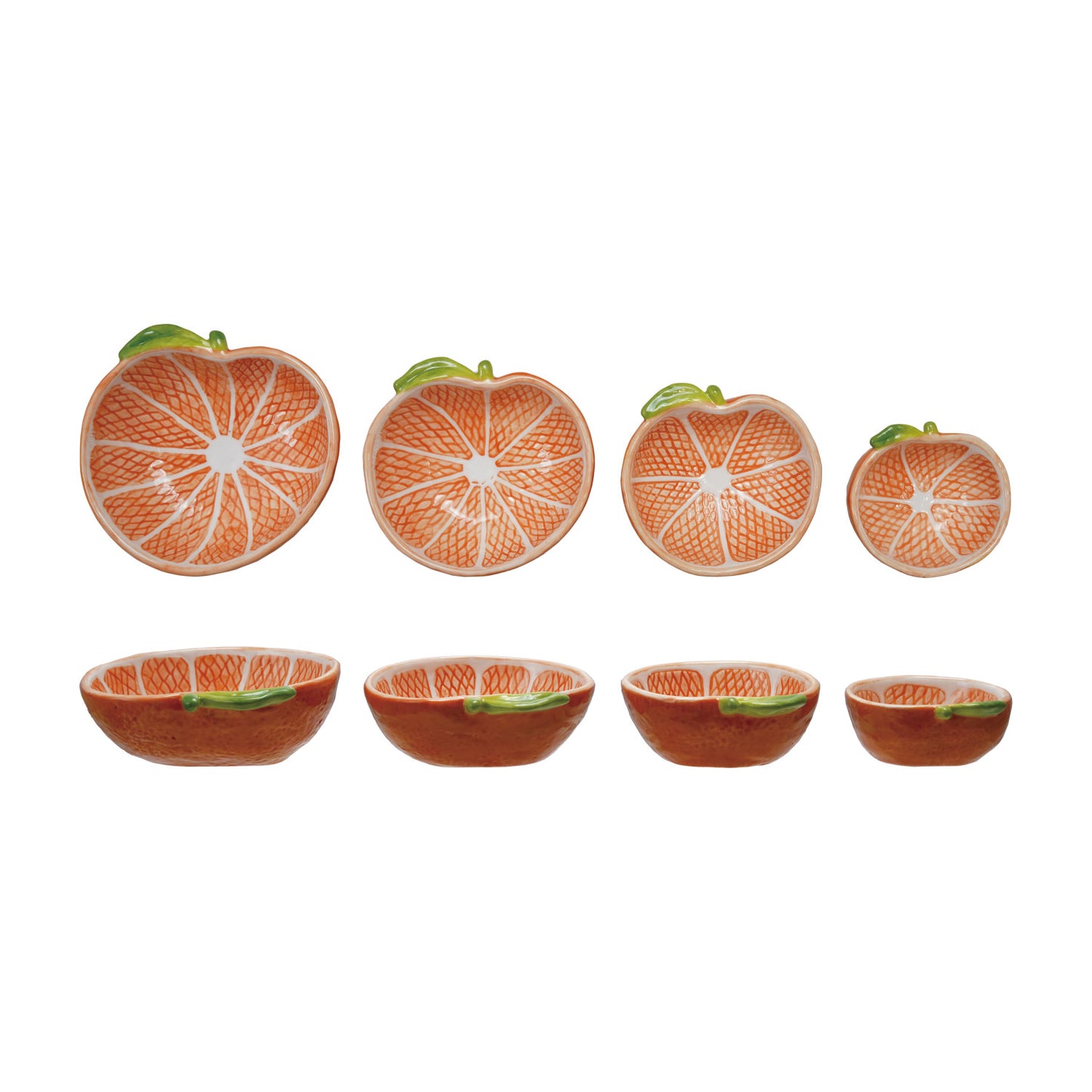 Hand-Painted Stoneware Clementine Shaped Measuring Cups