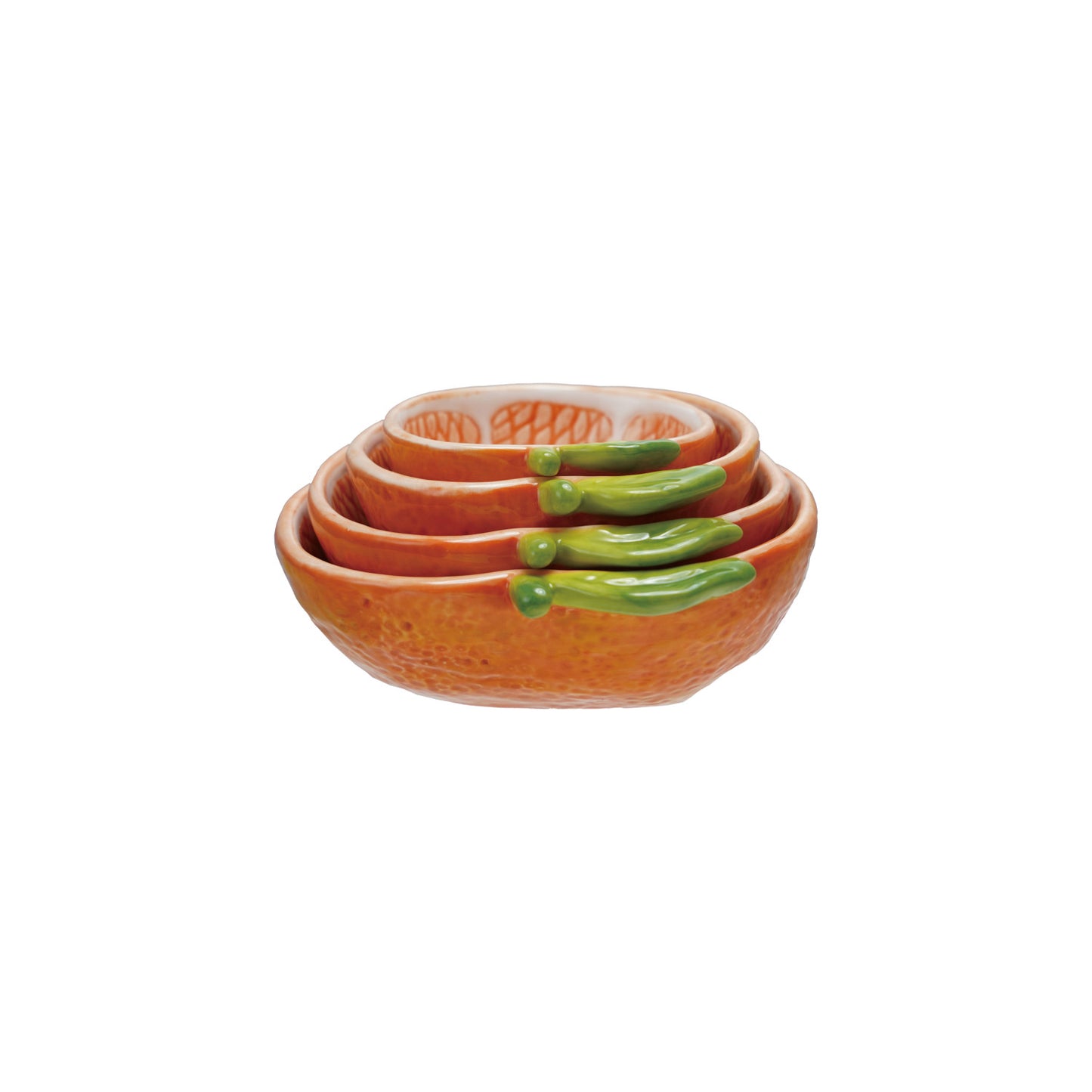 Hand-Painted Stoneware Clementine Shaped Measuring Cups