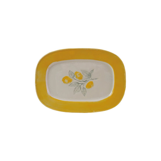 Stoneware Plate with Lemons