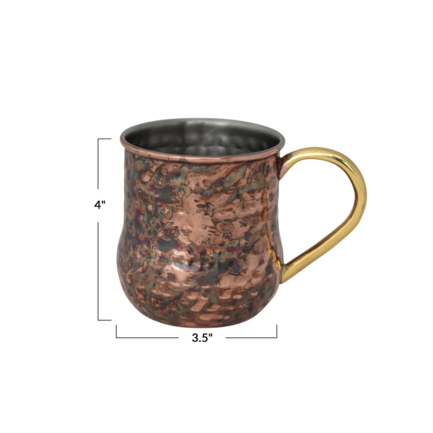 16 oz. Hammered Stainless Steel Mule Mug w/ Brass Handle