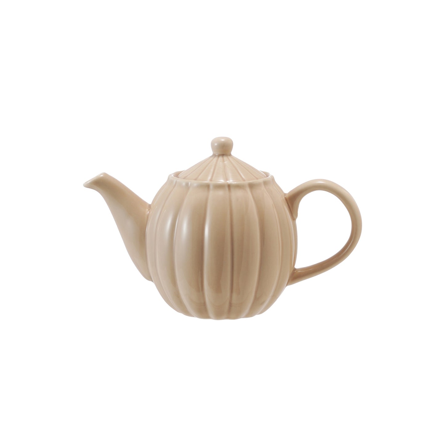 34 oz. Stoneware Ribbed Teapot - Cream