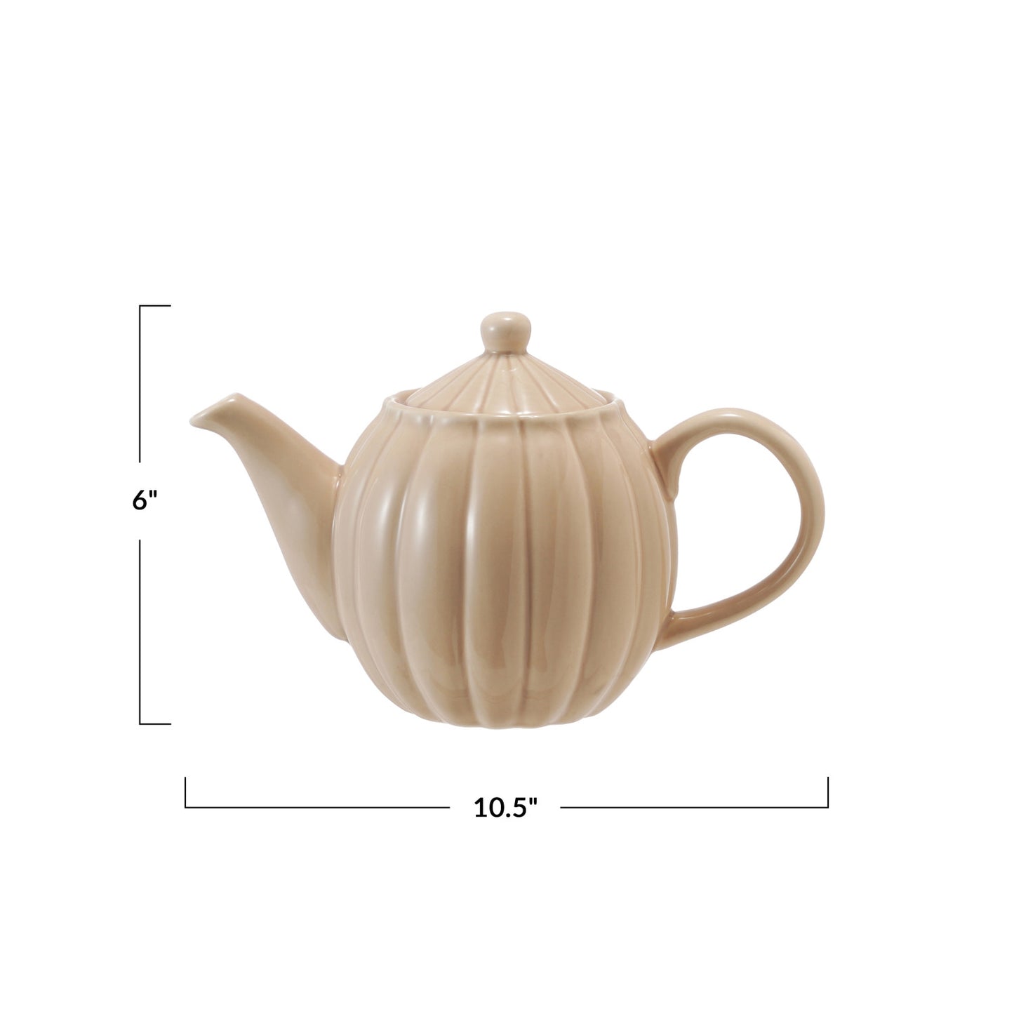 34 oz. Stoneware Ribbed Teapot - Cream