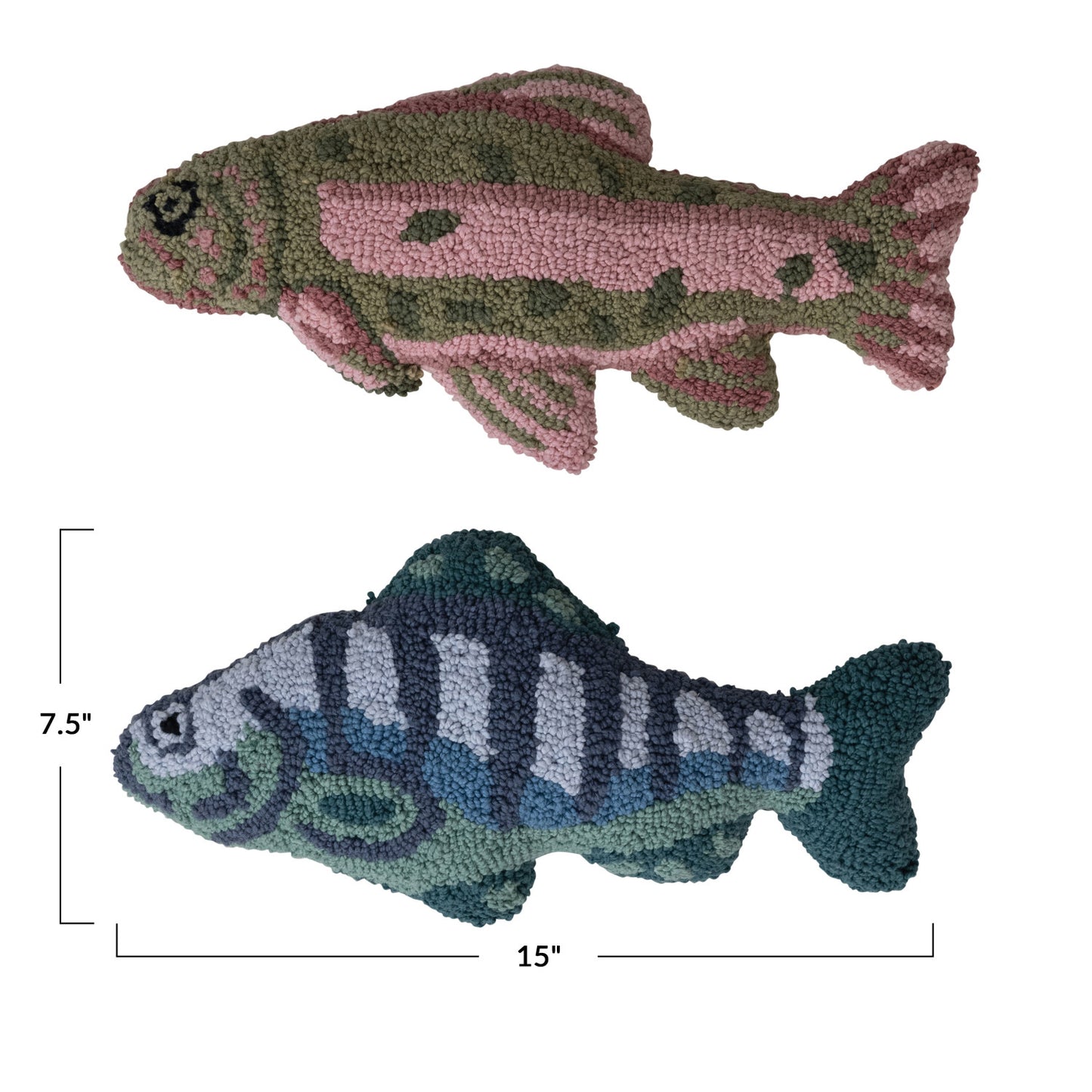 Woven Cotton Tufted Fish Shaped Pillow