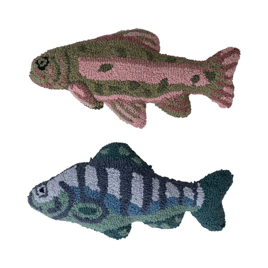 Woven Cotton Tufted Fish Shaped Pillow