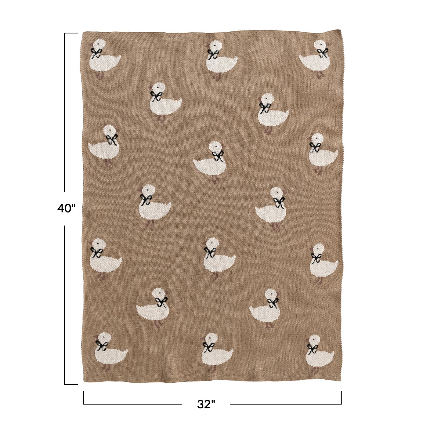 Cotton Knit Baby Blanket w/ Ducklings