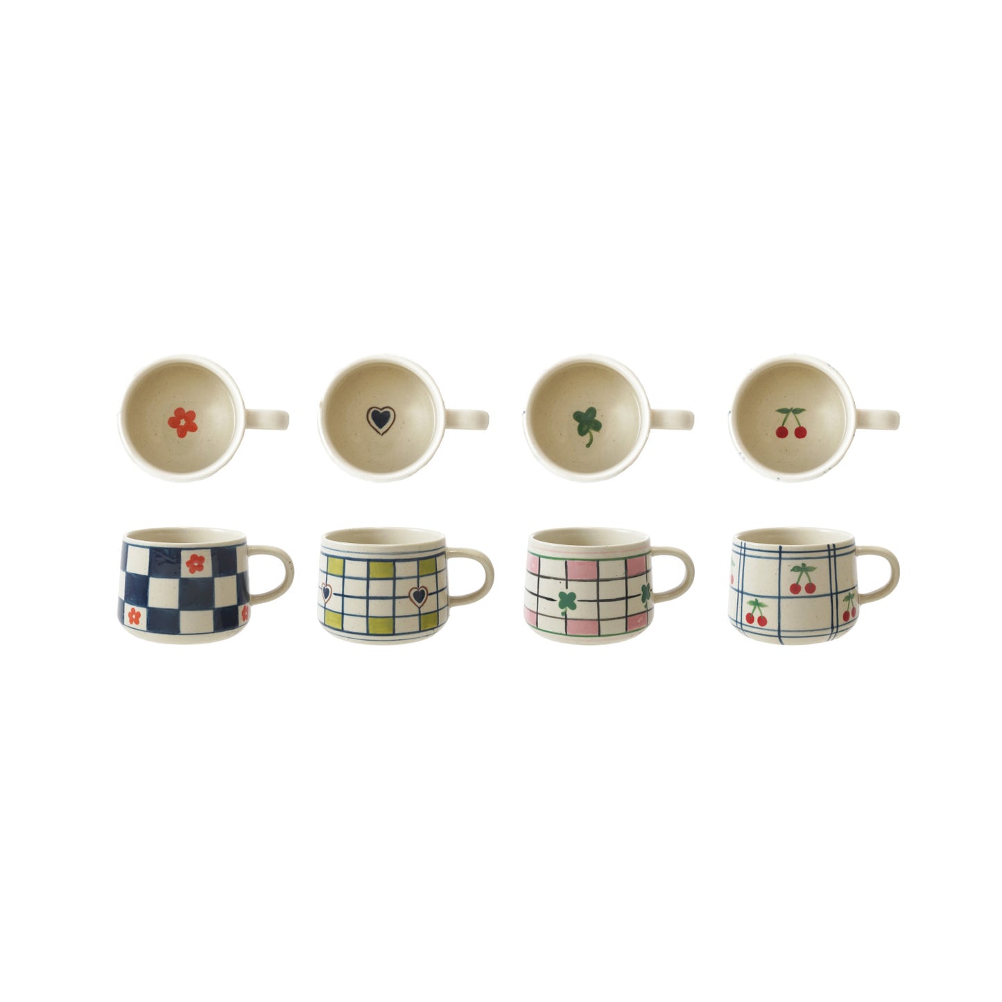 12 oz. Hand-Painted Stoneware Mug w/ Pattern