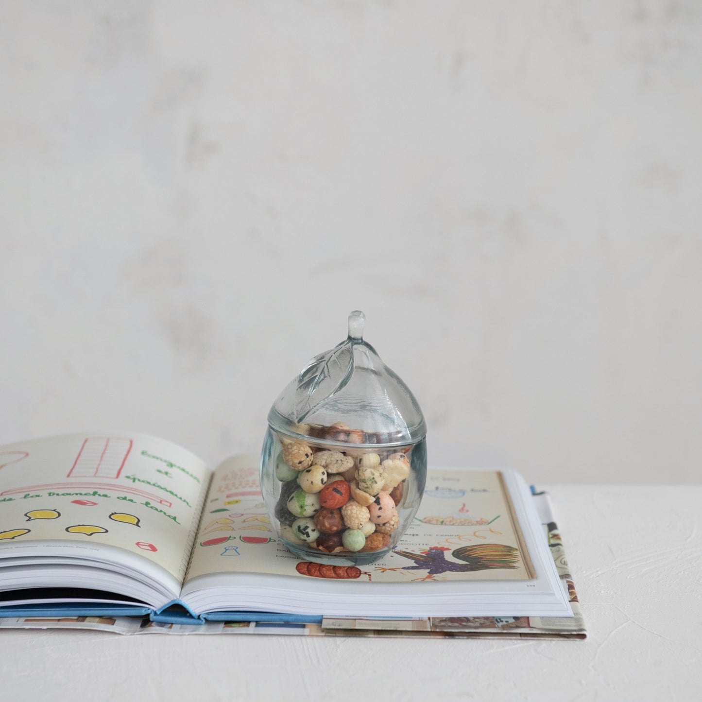 Recycled Pressed Glass Lemon Shaped Jar
