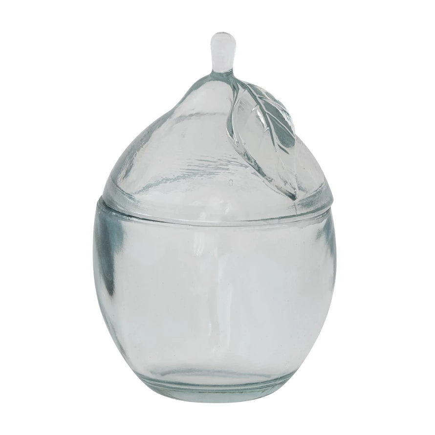 Recycled Pressed Glass Lemon Shaped Jar